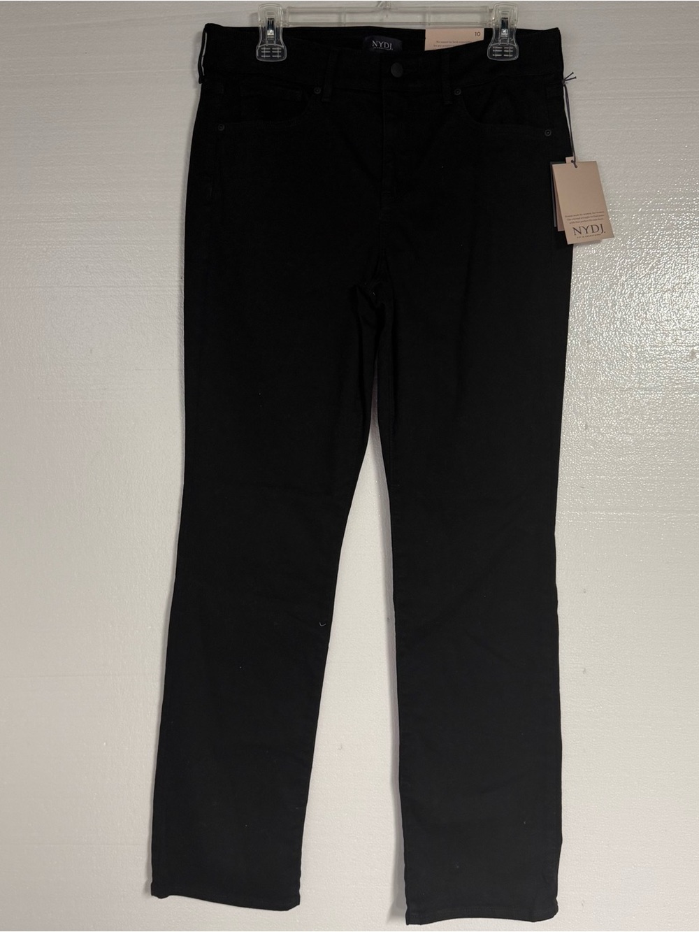 NYDJ Jeans Marilyn Straight Leg Women’s Size 10 Black Lift Tuck Pants Denim